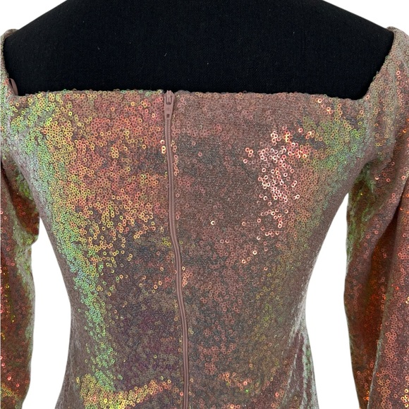 Glamorous Off-Shoulder Sequins Mini Pink Dress - Picture 9 of 15